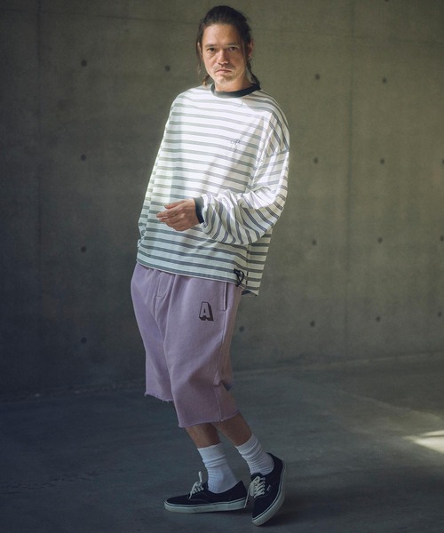 ADAM PATEK(アダムパテック)の「mp13327-pigment dyeing sarouel short pants サルエルショートパンツ(その他パンツ・メンズ・ブラック/パープル・2/1)」の7枚目の写真