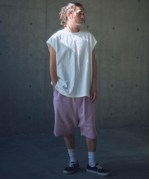 ADAM PATEK(アダムパテック)の「mp13327-pigment dyeing sarouel short pants サルエルショートパンツ(その他パンツ・メンズ・ブラック/パープル・2/1)」の10枚目の写真