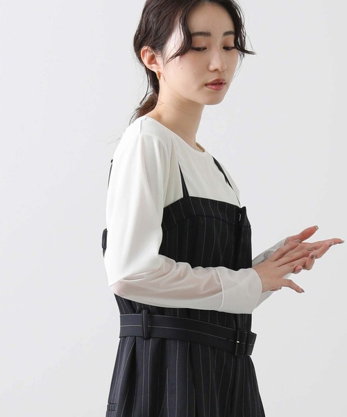 Gready Brilliant(グレディブリリアン)の「袖シアー裾ラウンドカットソー(Tシャツ/カットソー・レディース・オフホワイト/ブラック・FREE)」の7枚目の写真