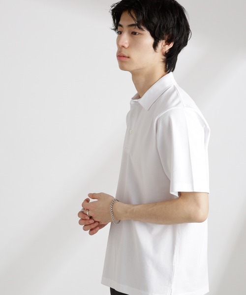 NANO universe（ナノユニバース）の「アンチスメル 鹿の子ポロ 半袖（ポロシャツ・メンズ・ネイビー/ホワイト/グリーン/ブラック・S/M/L/XL）」の5枚目の写真