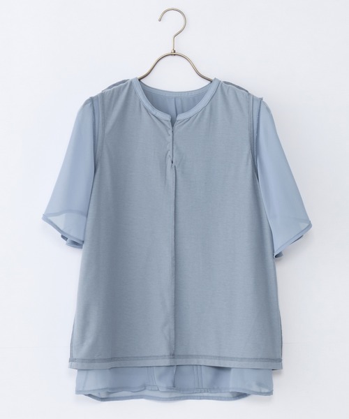alotta(アロッタ)の「≪裏地付き≫ピンタックパールボタンデザインブラウス(シャツ/ブラウス・レディース・ネイビー/ブラック×ホワイト/ブルーパープル/ホワイト・3L/LL/L/M)」の5枚目の写真