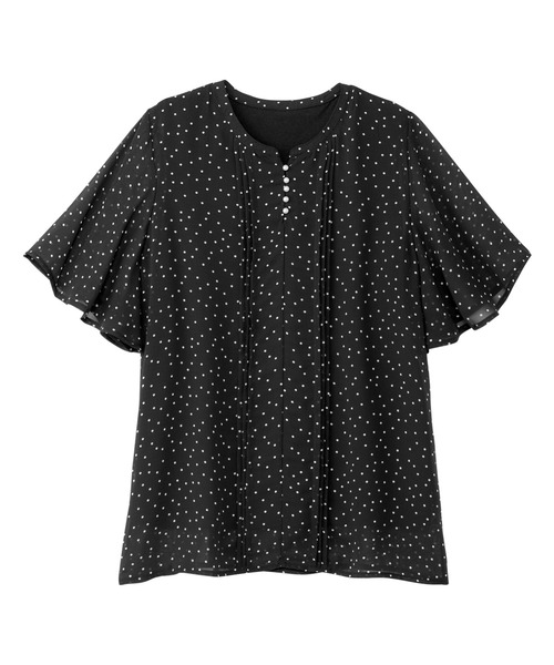 alotta(アロッタ)の「≪裏地付き≫ピンタックパールボタンデザインブラウス(シャツ/ブラウス・レディース・ネイビー/ブラック×ホワイト/ブルーパープル/ホワイト・3L/LL/L/M)」の7枚目の写真