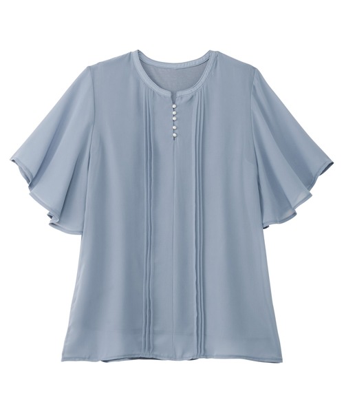 alotta(アロッタ)の「≪裏地付き≫ピンタックパールボタンデザインブラウス(シャツ/ブラウス・レディース・ネイビー/ブラック×ホワイト/ブルーパープル/ホワイト・3L/LL/L/M)」の9枚目の写真
