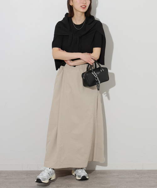 THOUSAND MILE(サウザンドマイル)の「別注【THOUSAND MILE/サウザンドマイル】シアサッカー WEAVE ADJUST スカート(スカート・レディース・ベージュ/ブラック/カーキ・FREE)」の5枚目の写真