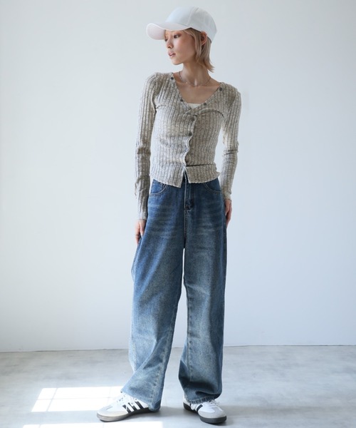Ulysses(ユリシス)の「ワイドリブVネックカットソー(Tシャツ/カットソー・レディース・ブラック/グレー・S/M)」の18枚目の写真