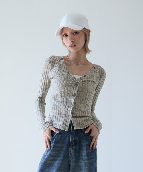 Ulysses(ユリシス)の「ワイドリブVネックカットソー(Tシャツ/カットソー・レディース・ブラック/グレー・S/M)」の19枚目の写真