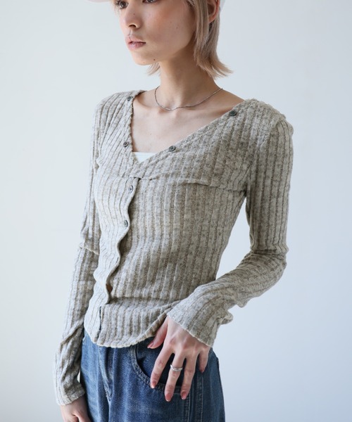 Ulysses(ユリシス)の「ワイドリブVネックカットソー(Tシャツ/カットソー・レディース・ブラック/グレー・S/M)」の20枚目の写真