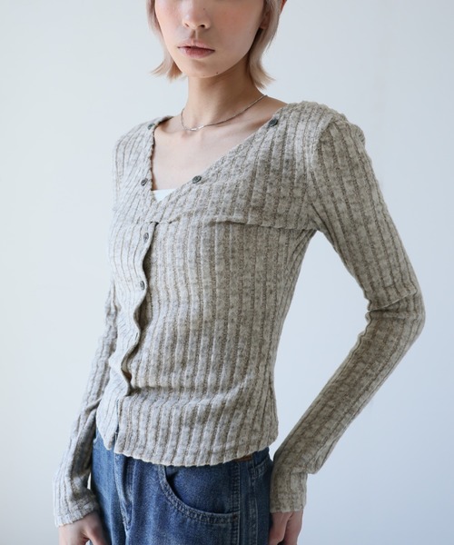 Ulysses(ユリシス)の「ワイドリブVネックカットソー(Tシャツ/カットソー・レディース・ブラック/グレー・S/M)」の21枚目の写真