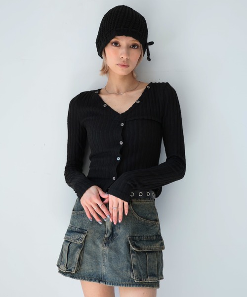 Ulysses(ユリシス)の「ワイドリブVネックカットソー(Tシャツ/カットソー・レディース・ブラック/グレー・S/M)」の8枚目の写真