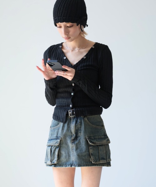 Ulysses(ユリシス)の「ワイドリブVネックカットソー(Tシャツ/カットソー・レディース・ブラック/グレー・S/M)」の10枚目の写真