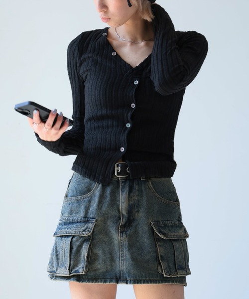 Ulysses(ユリシス)の「ワイドリブVネックカットソー(Tシャツ/カットソー・レディース・ブラック/グレー・S/M)」の13枚目の写真