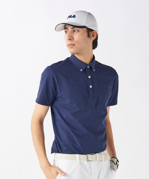 ポロシャツ ポロ FILA GOLF/フィラ ゴルフ ゴルフウェア ブランド ロゴ UVカット 吸汗速乾 エコ 切替 ハーフボタンダウン 半袖 シャツ FILA GOLF ポロシャツ ポロ GOLF/フィラ ゴルフ ゴルフウェア