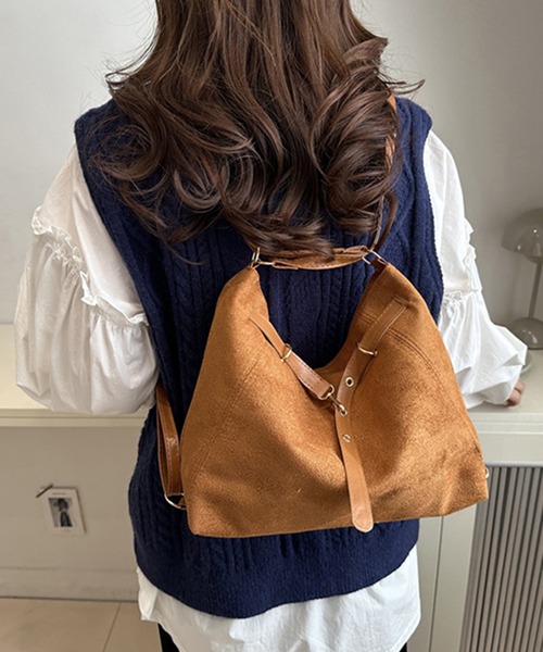 STYLEBLOCK（スタイルブロック）の「ベルトデザインスエード調2WAYショルダーバッグ（ショルダーバッグ・レディース・ブラック/ブラウン系その他/ブラウン・FREE）」の3枚目の写真