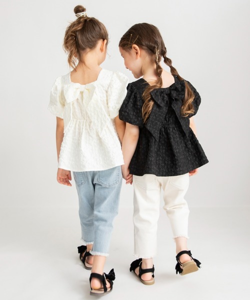 BRANSHES（ブランシェス）の「【プチレディ】バックリボンブラウス（シャツ/ブラウス・キッズ・ブラック/アイボリー・110/140/100/120/150/130）」の16枚目の写真
