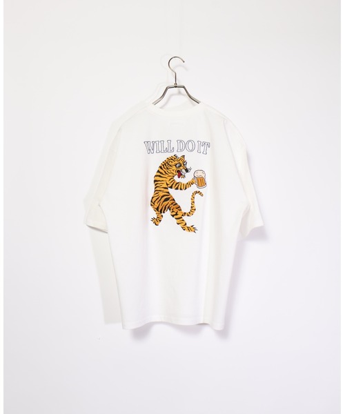 ATELANE（アテレーン）の「ATELANE/アテレーン アニマル フラワー JAPAN バックプリント ワンポイント　刺繍　クルーネック Tシャツ（Tシャツ/カットソー・メンズ・ホワイト系/グレー/ベージュ/ブラック/ブラック系/ホワイト系1/サックスブルー系/ブラック系1/ホワイト・LARGE/MEDIUM）」の15枚目の写真