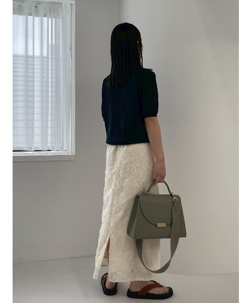 【新品未使用】フラワーファブリックストレートスカート　milaowen フラワーファブリックストレートスカート(膝丈スカート