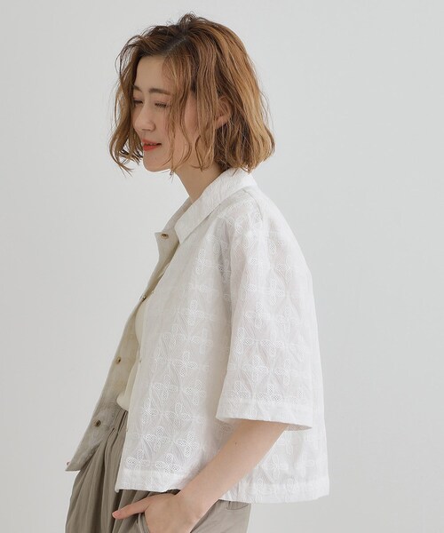grove(グローブ)の「刺繍レースショートジャケット(テーラードジャケット・レディース・ブラック/オフホワイト・03/02/01/04/05)」の9枚目の写真