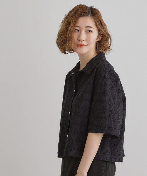 grove(グローブ)の「刺繍レースショートジャケット(テーラードジャケット・レディース・ブラック/オフホワイト・03/02/01/04/05)」の4枚目の写真