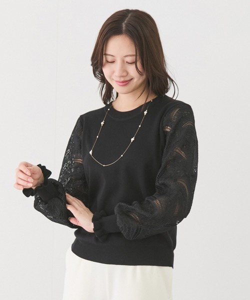 Jayro（ジャイロ）の「袖レースニットプルオーバー（Tシャツ/カットソー・レディース・ホワイト/ネイビー/ブラック/ブルー系その他4・FREE）」の12枚目の写真