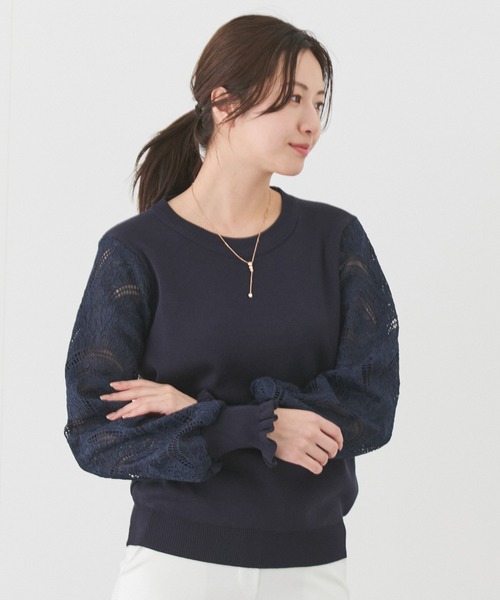 Jayro（ジャイロ）の「袖レースニットプルオーバー（Tシャツ/カットソー・レディース・ホワイト/ネイビー/ブラック/ブルー系その他4・FREE）」の19枚目の写真
