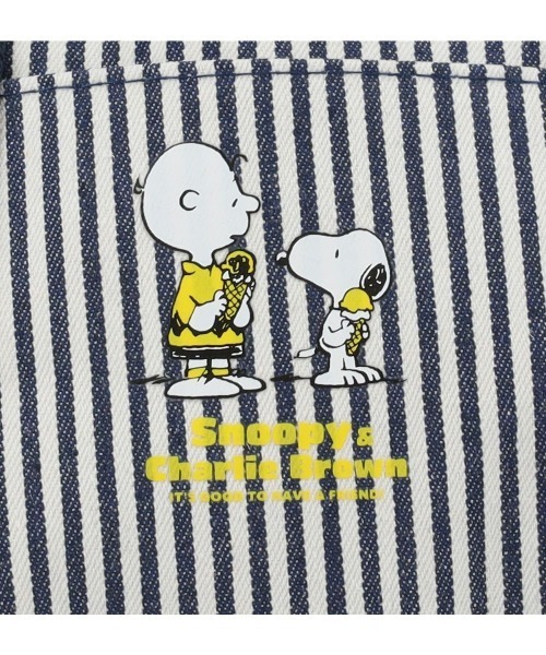 PEANUTS(ピーナッツ)の「【PEANUTS/ピーナッツ】 500mlペットボトル収納可 スヌーピー 2wayトートバッグ(トートバッグ・レディース・アイボリー/ブラック/ブルー・FREE)」の12枚目の写真