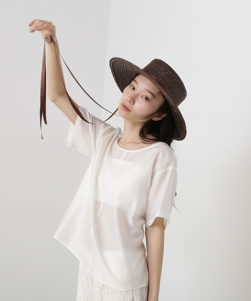 N.（N. Natural Beauty Basic）（エヌエヌナチュラルビューティーベーシック）の「バックオープンTブラウス（シャツ/ブラウス・レディース・オフホワイト/ブラック/ピンク・MEDIUM）」の2枚目の写真