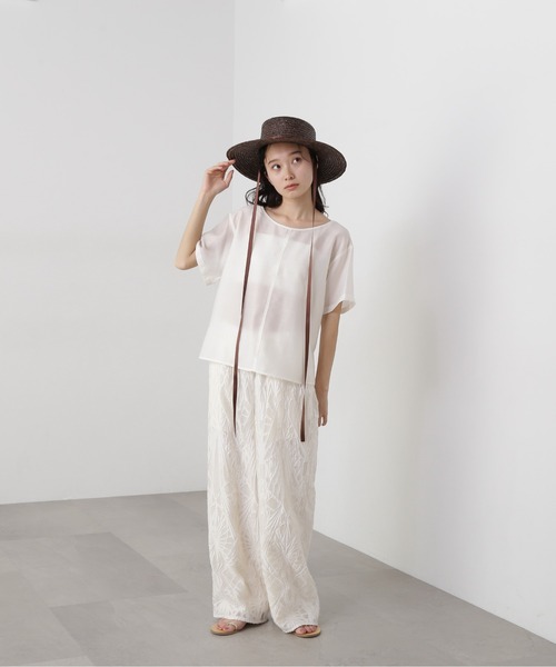 N.（N. Natural Beauty Basic）（エヌエヌナチュラルビューティーベーシック）の「バックオープンTブラウス（シャツ/ブラウス・レディース・オフホワイト/ブラック/ピンク・MEDIUM）」の8枚目の写真