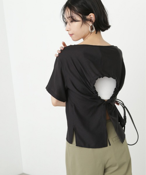 N.（N. Natural Beauty Basic）（エヌエヌナチュラルビューティーベーシック）の「バックオープンTブラウス（シャツ/ブラウス・レディース・オフホワイト/ブラック/ピンク・MEDIUM）」の19枚目の写真