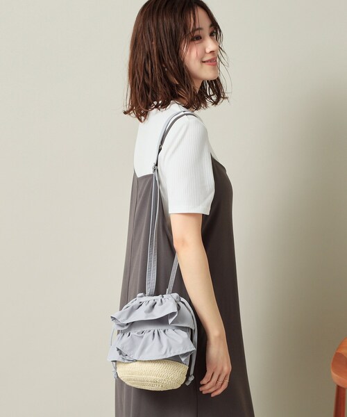 ITS'DEMO（イッツデモ）の「雑材フリルコンビ巾着ショルダー（ショルダーバッグ・レディース・グレー/カーキ/ブラック・00）」の22枚目の写真