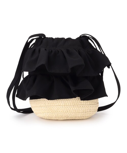 ITS'DEMO（イッツデモ）の「雑材フリルコンビ巾着ショルダー（ショルダーバッグ・レディース・グレー/カーキ/ブラック・00）」の13枚目の写真