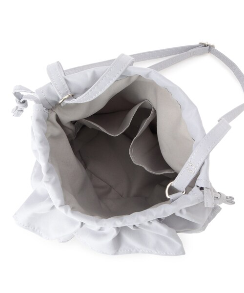 ITS'DEMO（イッツデモ）の「雑材フリルコンビ巾着ショルダー（ショルダーバッグ・レディース・グレー/カーキ/ブラック・00）」の7枚目の写真