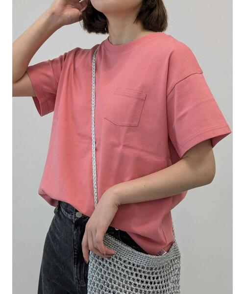 Samansa Mos2(サマンサ モスモス)の「【USAコットン】Tシャツ(Tシャツ/カットソー・レディース・サックスブルー/ブラック/オフホワイト/グリーン/ピンク/ダークブラウン・F)」の6枚目の写真