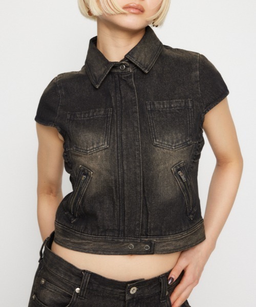 LAGUA GEM(ラグアジェム)の「POINT WASH COMPACT トップス(シャツ/ブラウス・レディース・ブラック/ブルー・FREE)」の2枚目の写真