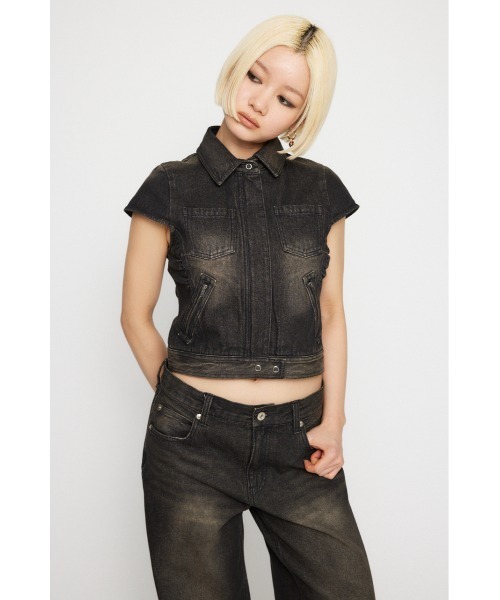 LAGUA GEM(ラグアジェム)の「POINT WASH COMPACT トップス(シャツ/ブラウス・レディース・ブラック/ブルー・FREE)」の5枚目の写真