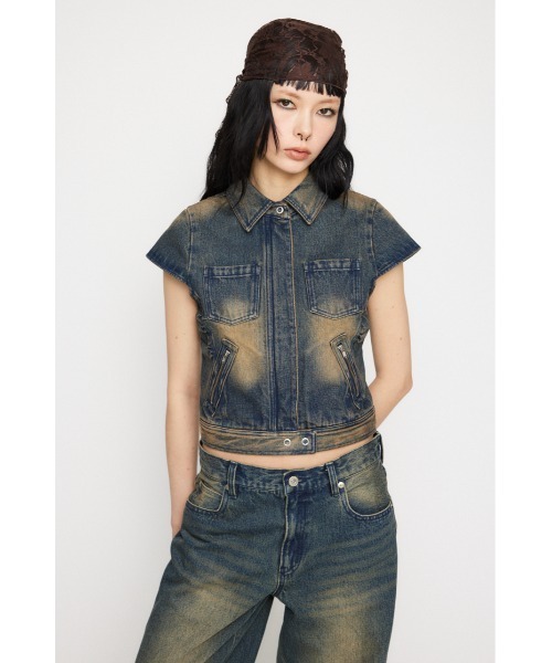 LAGUA GEM(ラグアジェム)の「POINT WASH COMPACT トップス(シャツ/ブラウス・レディース・ブラック/ブルー・FREE)」の8枚目の写真