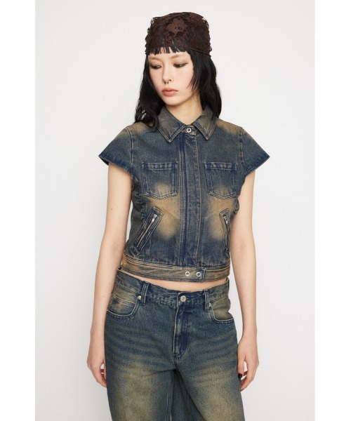 LAGUA GEM(ラグアジェム)の「POINT WASH COMPACT トップス(シャツ/ブラウス・レディース・ブラック/ブルー・FREE)」の9枚目の写真