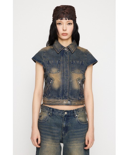 LAGUA GEM(ラグアジェム)の「POINT WASH COMPACT トップス(シャツ/ブラウス・レディース・ブラック/ブルー・FREE)」の7枚目の写真