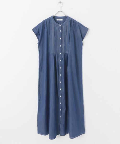 セール】デニムピンタックヨークフレンチワンピース（ワンピース
