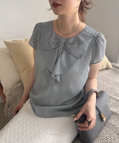 ブラウス シャツ ＼華やぎトップスNo.1／着映えリボンモチーフフリルブラウス「WEB限定」 レディース 華やぎトップスNo.1／着映えリボンモチーフフリルブラウス【WEB