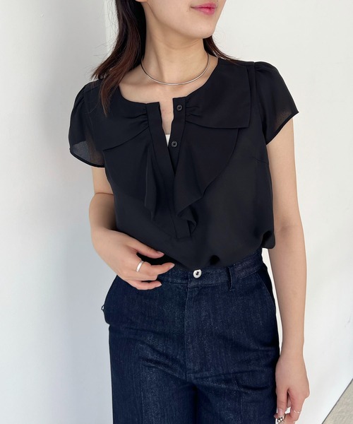 ブラウス シャツ ＼華やぎトップスNo.1／着映えリボンモチーフフリルブラウス「WEB限定」 レディース 華やぎトップスNo.1／着映えリボンモチーフフリルブラウス【WEB