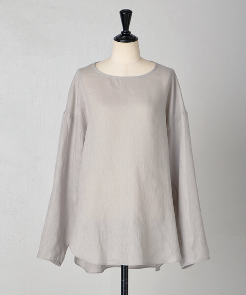 BEARDSLEY(ビアズリー)の「《15 quinze》リネンロングスリーブブラウス(シャツ/ブラウス・レディース・ホワイト/グレー・FREE)」の1枚目の写真