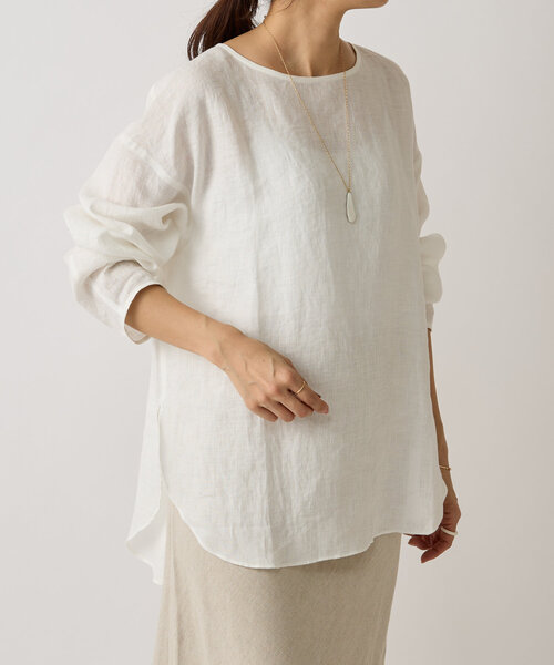 BEARDSLEY(ビアズリー)の「《15 quinze》リネンロングスリーブブラウス(シャツ/ブラウス・レディース・ホワイト/グレー・FREE)」の11枚目の写真