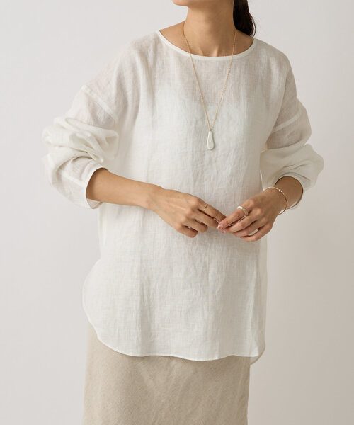 BEARDSLEY(ビアズリー)の「《15 quinze》リネンロングスリーブブラウス(シャツ/ブラウス・レディース・ホワイト/グレー・FREE)」の21枚目の写真