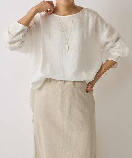 BEARDSLEY(ビアズリー)の「《15 quinze》リネンロングスリーブブラウス(シャツ/ブラウス・レディース・ホワイト/グレー・FREE)」の22枚目の写真