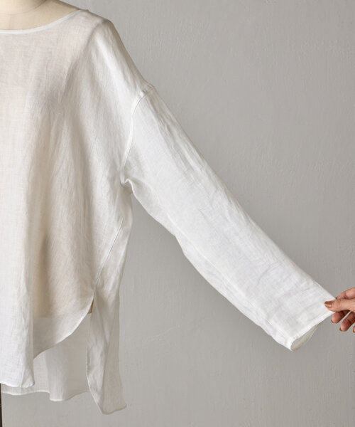 BEARDSLEY(ビアズリー)の「《15 quinze》リネンロングスリーブブラウス(シャツ/ブラウス・レディース・ホワイト/グレー・FREE)」の14枚目の写真