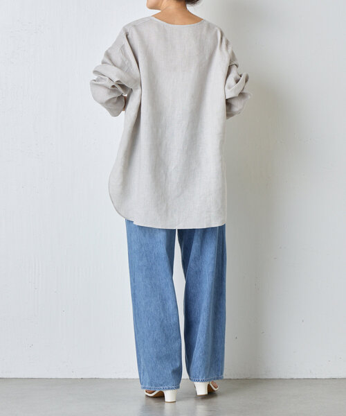 BEARDSLEY(ビアズリー)の「《15 quinze》リネンロングスリーブブラウス(シャツ/ブラウス・レディース・ホワイト/グレー・FREE)」の17枚目の写真