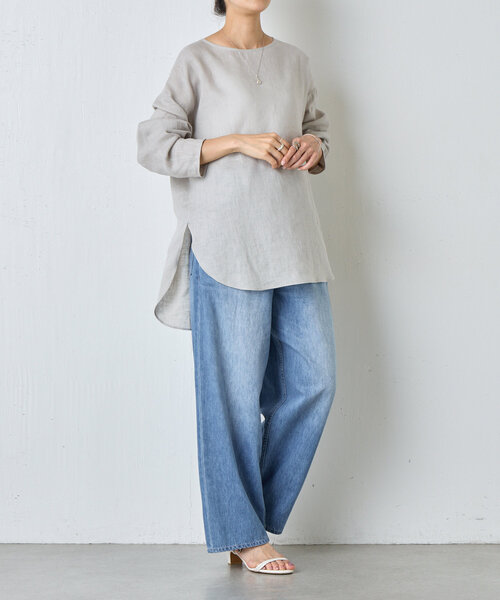 BEARDSLEY(ビアズリー)の「《15 quinze》リネンロングスリーブブラウス(シャツ/ブラウス・レディース・ホワイト/グレー・FREE)」の19枚目の写真