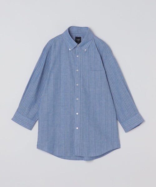 ZAFUL コットン＆リネン ストライプ 半袖 シャツ【送料込み】 1.jpg