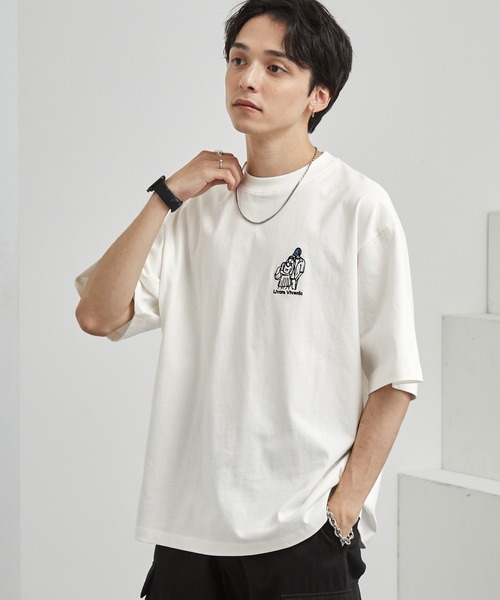 MONO-MART(モノマート)の「ワンポイントデザイン刺繍 アソート オーバーサイズ半袖Tシャツ(Tシャツ/カットソー・レディース・ダークネイビー/ホワイト系1/ホワイト系2/ブラック系2/グレイッシュベージュ/スミクロ/オフホワイト/ブラック・M/L)」の12枚目の写真