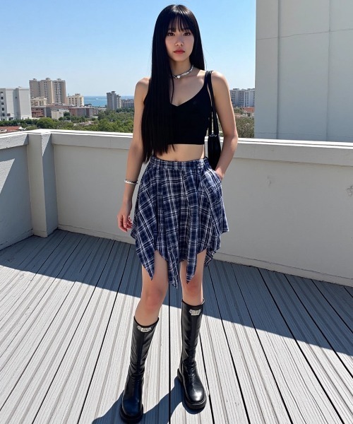 A'GEM/9 × .kom 『.KOM/ドットケーオーエム』 チェックスカート